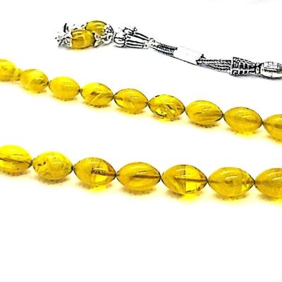 Perles de prière en résine ambre, Kehribar Tasbih / SKU611