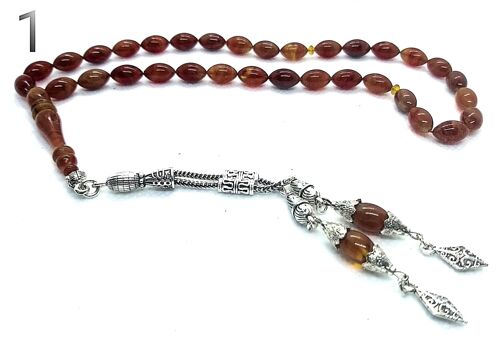 Multi Brown Combo Prayer Beads, Kehribar Tesbih by LRV UK-468P / SKU620