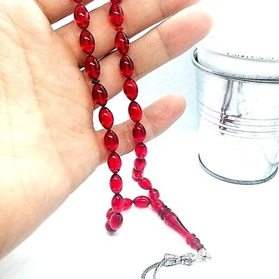 Perline di preghiera in resina ambra rossa, Ates KehribarTesbih UK-A / SKU623