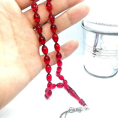 Red Amber Resins Prayer Beads, Ates KehribarTesbih UK-A / SKU623