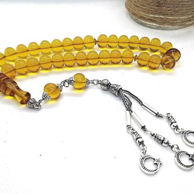 Short Wrist Length Prayer Beads, Kehribar Tesbih LRV-656Y / SKU624