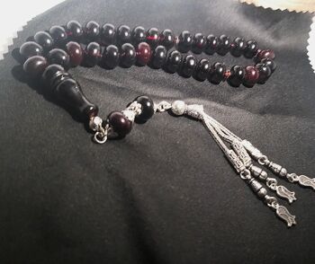 Perles de prière rouge cerise foncé, Tesbih par LRV / SKU625 2