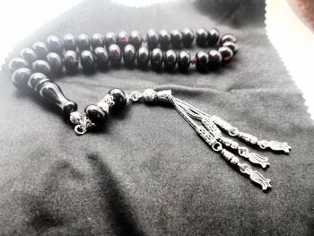 Perles de prière rouge cerise foncé, Tesbih par LRV / SKU625 5