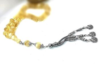 Perles de prière combinées jaunes transparentes, Kehribar Tesbih LRV-568 / SKU632 2