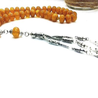Perle di preghiera in resina ambrata misura polso - Tasbih / SKU633