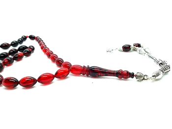 Perles de prière combinées noires et rouges transparentes, Kehribar Tesbih UK805 / SKU638 1