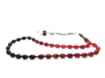 Perles de prière combinées noires et rouges transparentes, Kehribar Tesbih UK805 / SKU638 2