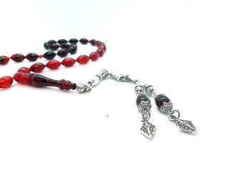 Perles de prière combinées noires et rouges transparentes, Kehribar Tesbih UK805 / SKU638 3
