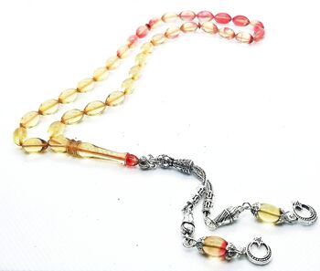 Perles de prière combinées rouges et jaunes, Kehribar Tesbih UK815 / SKU639 2