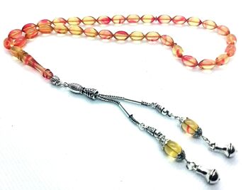 Belles perles de prière de mélange rouge et jaune, Kehribar Tesbih UK829 / SKU641 1