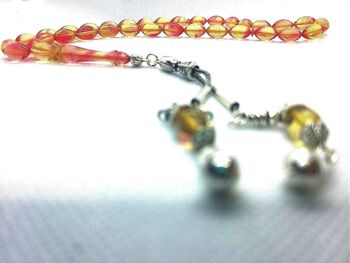 Belles perles de prière de mélange rouge et jaune, Kehribar Tesbih UK829 / SKU641 2
