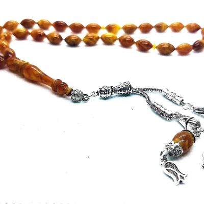 Perline di preghiera combinate marroni e miele, Kehribar Tesbih / SKU642