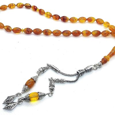 Meravigliose perle di preghiera combinate marrone, resine ambrate UK840 / SKU644