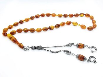 Perles de prière combinées marron et jaune, Kehribar Tesbih / SKU646 1