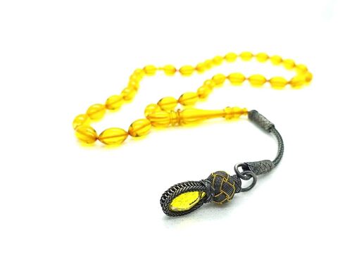 Outstanding LIGHT HONEY Prayer Beads, Kehribar Tesbih UK-AE / SKU652