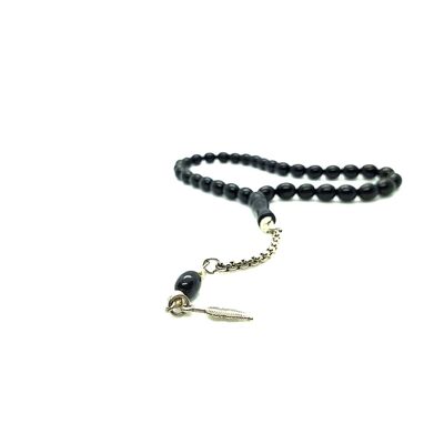 Georgian Black Jet Stone Prayer Beads, Tesbih / SKU655