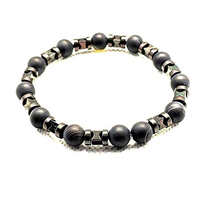 Bracelet en pierres précieuses d'hématite noire / SKU665