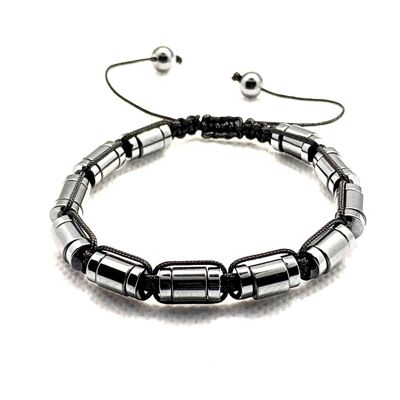 Macrame Braided Hematite Bracelet UK-728G / SKU671