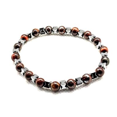 Pulsera de piedras preciosas de hematites marrón / SKU675