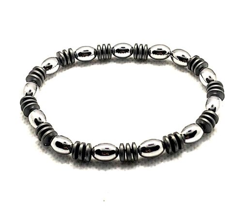 Silver/Grey Hematite Gemstone Bracelet LRV-852T / SKU676