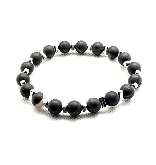 Black & Silver onyx Gemstone Bracelet / SKU678