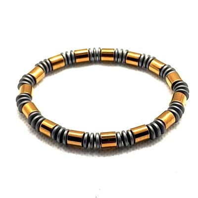 Pulsera de piedras preciosas de hematites gris y marrón UK-602Q / SKU681