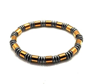 Bracelet en pierres précieuses hématite grise et brune UK-602Q / SKU681 1