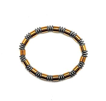 Bracelet en pierres précieuses hématite grise et brune UK-602Q / SKU681 3