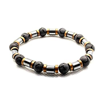 Bracelets en pierres précieuses d'hématite et d'onyx par LRV / SKU682 1