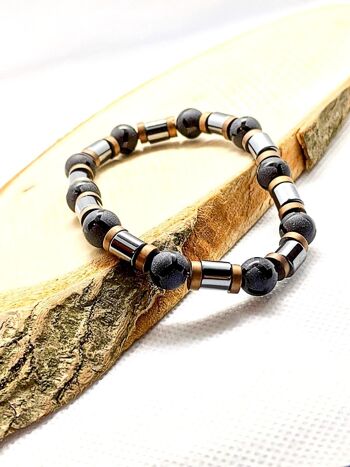 Bracelets en pierres précieuses d'hématite et d'onyx par LRV / SKU682 2