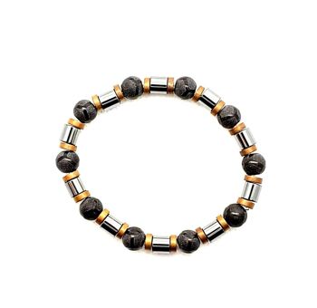 Bracelets en pierres précieuses d'hématite et d'onyx par LRV / SKU682 3