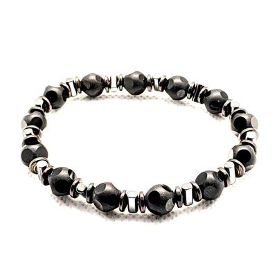 Bracelet en pierres précieuses de jaspe noir par LRV / SKU686