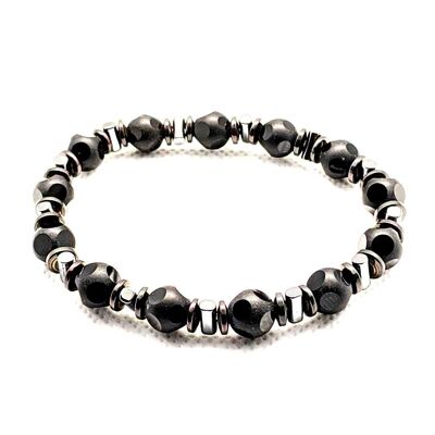 Bracciale con pietre preziose di diaspro nero di LRV / SKU686