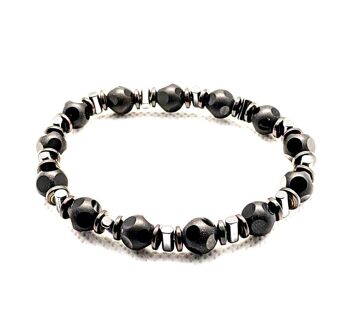 Bracelet en pierres précieuses de jaspe noir par LRV / SKU686 1