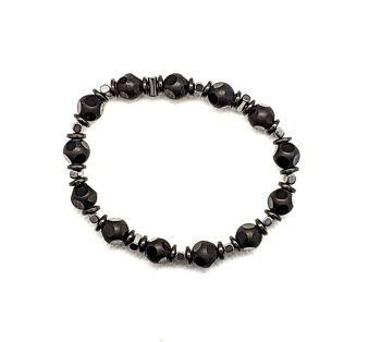 Bracelet en pierres précieuses de jaspe noir par LRV / SKU686 2