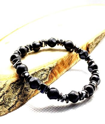 Bracelet en pierres précieuses de jaspe noir par LRV / SKU686 3