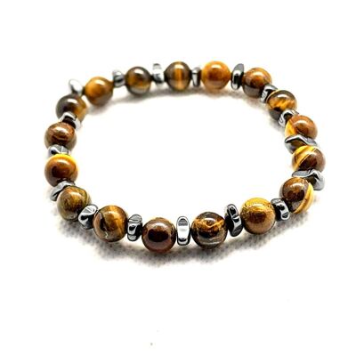 Brazalete de piedras preciosas de jaspe marrón / SKU687