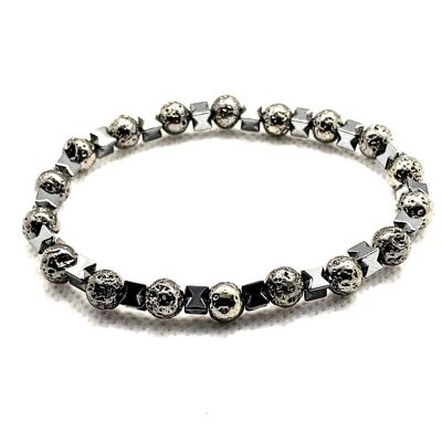 Bracelet en pierre naturelle hématite grise brillante UK-526Z / SKU688