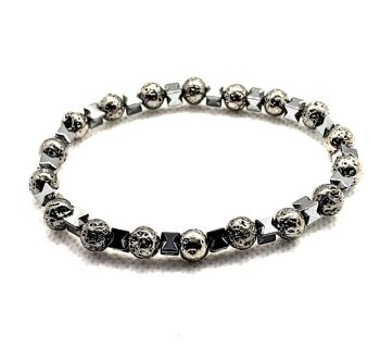 Bracelet en pierre naturelle hématite grise brillante UK-526Z / SKU688 1