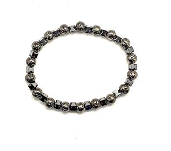 Bracelet en pierre naturelle hématite grise brillante UK-526Z / SKU688 2
