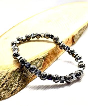 Bracelet en pierre naturelle hématite grise brillante UK-526Z / SKU688 3