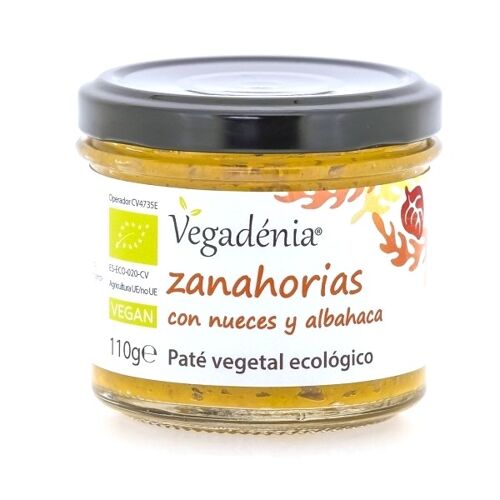 Zanahorias con nueces y albahaca. Paté de verduras ecológicas.