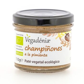 Champiñones à la pimienta. Paté de verduras ecológicas.