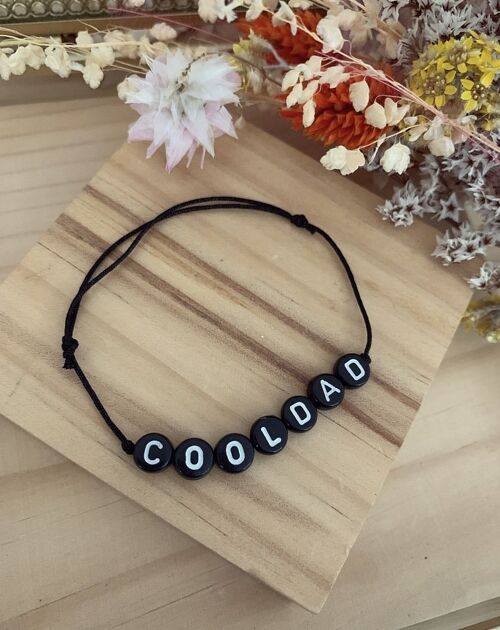 Bracelet cordon polyester noir - Message