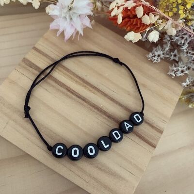 Bracelet cordon polyester noir - Message