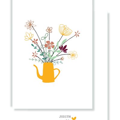 Card - Large bouquet in watering can