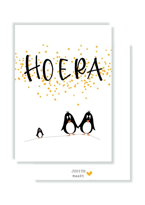 Kaart - Hoera - oker confetti