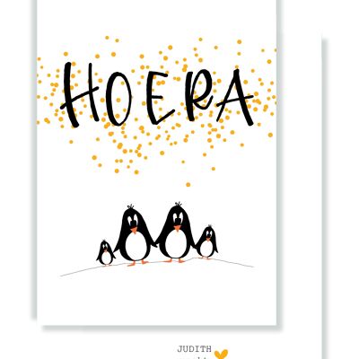 Card - Hooray - ocher confetti - card for second child
