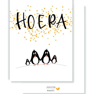 Card - Hooray - ocher confetti - card for second child