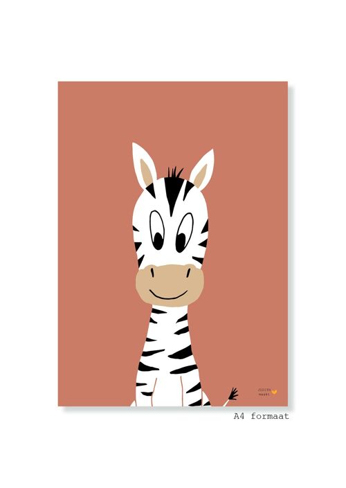 A4 poster - Zebra - oudroze